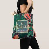 Tote Bag Gold Script & Tropical Floral Maquillage Salon de (De près)