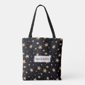 Tote Bag Gold Stars Black Sky tendance Starry (Dos)