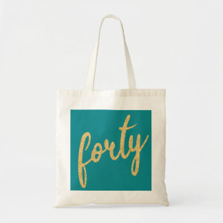 Tote Bag Gold Turquoise 40 Anniversaire Parties scintillant