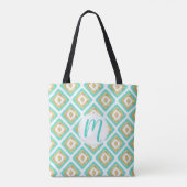 Tote Bag Gold & Turquoise Chic Ikat Motif (Dos)