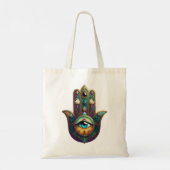 Tote Bag Gold Violet Teal Hamsa w/ Turquoise Third Eye (Dos)