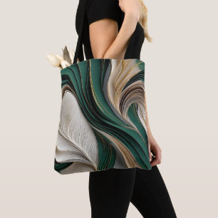 Tote Bag Golden Air – Émeraude et Or Flowing Abstract