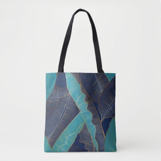 Tote Bag Golden Banana Leaf : Motif de luxe. (Devant)