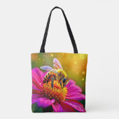 Tote Bag Golden Bee Flower Magic Design (Dos)