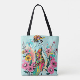 Tote Bag Golden Bloom Duet