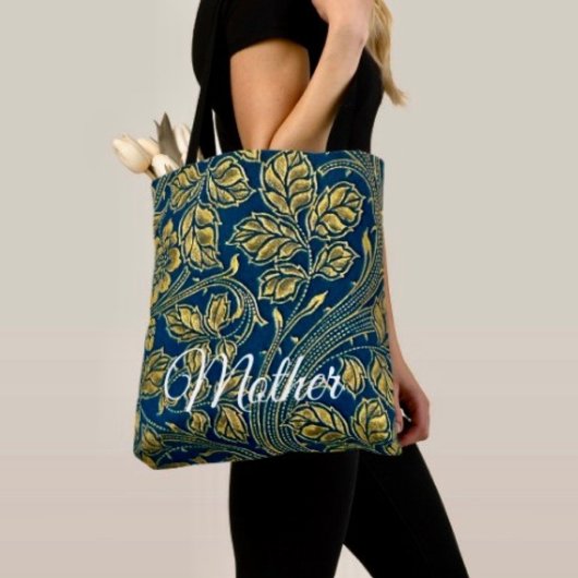 Tote Bag Golden Blue Elegance 