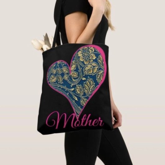 Tote Bag Golden Blue Elegance 