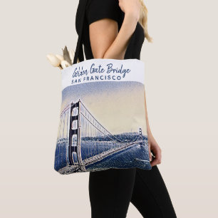 Tote Bag Golden Gate Bridge San Francisco Watercolor Art