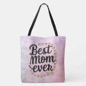 Tote Bag Golden Hearts Script tendance Meilleur Maman jamai (Dos)
