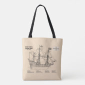 Tote Bag Golden Hind - Plan directeur des navires SD (Dos)