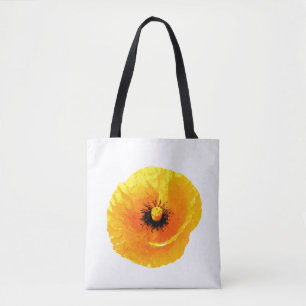 Tote Bag Golden Jaune Orange Poppy Artsy Floral Mariage
