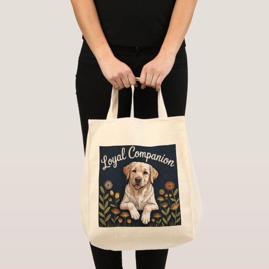 Tote Bag Golden Labrador Retriever Quilt Design – Playful (Devant (produit))