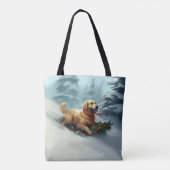 Tote Bag Golden Retriers Noël neige hiver (Dos)
