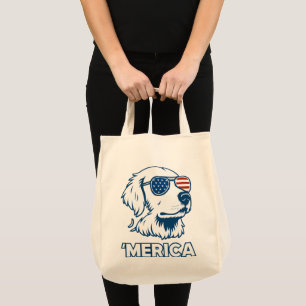 Tote Bag Golden Retriever 4 juillet Merica