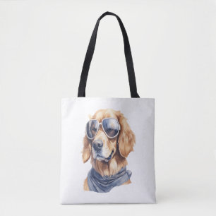 Tote Bag Golden Retriever avec lunettes de soleil