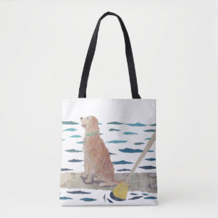 Tote Bag Golden retriever, chien de plage, panneau de
