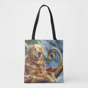Tote Bag Golden Retriever Chien Festif de Noël