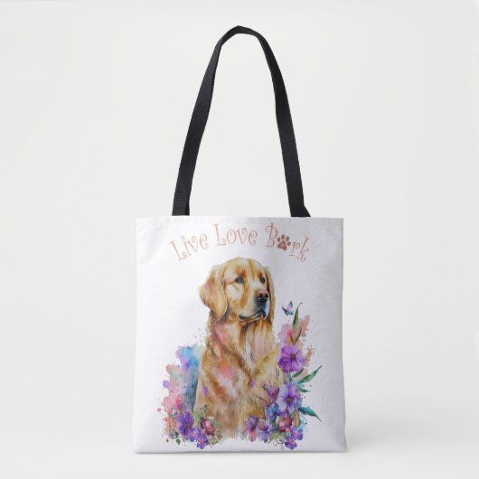 Tote Bag Golden Retriever Chien Maman Floral (Devant)