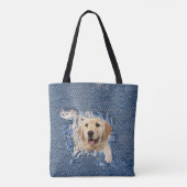 Tote Bag Golden Retriever dans Denim Hole (Dos)