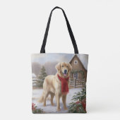 Tote Bag Golden Retriever Dog in Snow Christmas (Dos)
