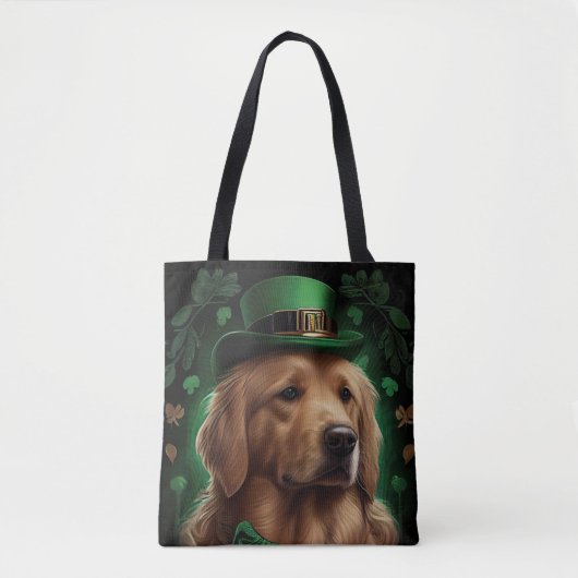 Tote Bag Golden Retriever Dog in St. Patrick's Day (Devant)