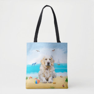 Tote Bag Golden Retriever Dog sur la plage