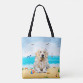 Tote Bag Golden Retriever Dog sur la plage (Dos)