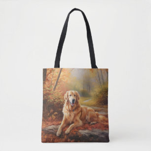 Tote Bag Golden Retriever en automne Leaves automne Inspire