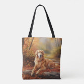 Tote Bag Golden Retriever en automne Leaves automne Inspire (Dos)