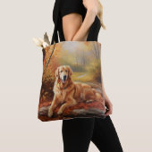 Tote Bag Golden Retriever en automne Leaves automne Inspire (De près)