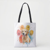 Tote Bag Golden Retriever en Empreinte de patte aquarelle (Devant)