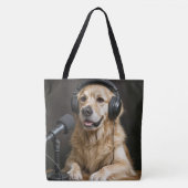 Tote Bag Golden Retriever Hosting a Podcast (Devant)