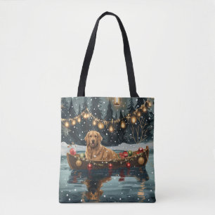 Tote Bag Golden Retriever Noël Festive Voyage