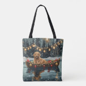Tote Bag Golden Retriever Noël Festive Voyage (Dos)