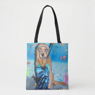 Tote Bag Golden retriever Snorkeler