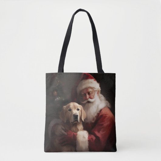 Tote Bag Golden Retriever with Santa Clause Christmas (Devant)
