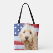 Tote Bag Goldendoodle avec drapeau américain (Dos)