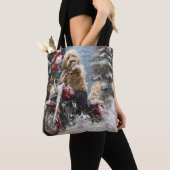 Tote Bag Goldendoodle Chien qui conduit une moto Noël  (De près)