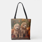 Tote Bag Goldendoodle Chiot Automne Citrouille délice (Dos)