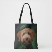Tote Bag Goldendoodle Dog en tenue de la Saint Patrick (Devant)