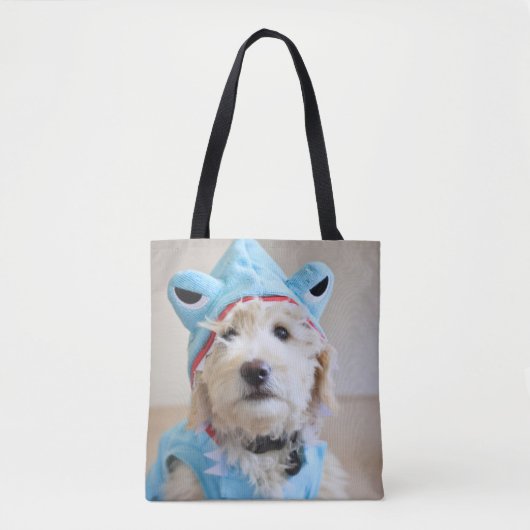 Tote Bag Goldendoodle En Costume De Requin (Devant)