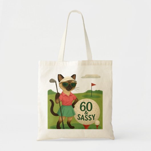 Tote Bag Golf 60e anniversaire pour Golfer avec balle sur t (Devant)