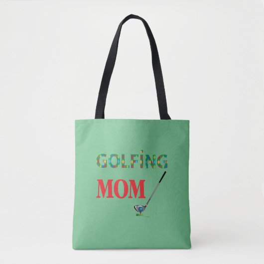 Tote Bag GOLF - GOLFING MOM, Vert, Cool (Devant)