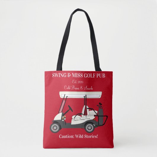 Tote Bag Golf Pub Golf Cart Bière & Snacks Wild Stories (Devant)
