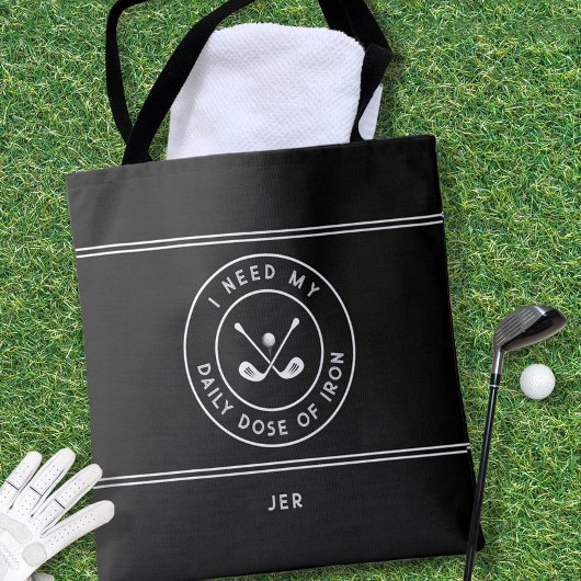 Tote Bag Golfer Golf Iron Humour Funny moderne noir blanc
