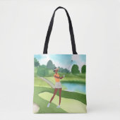 Tote Bag Golfeuse golfeuse sur gazon vert ciel bleu   (Devant)