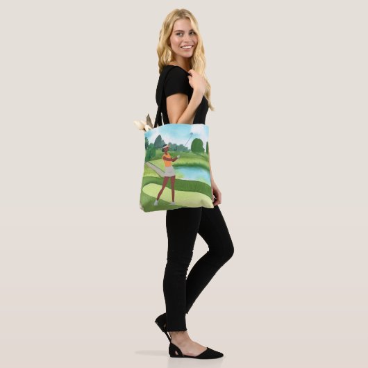 Tote Bag Golfeuse golfeuse sur gazon vert ciel bleu   (Sur le modèle)