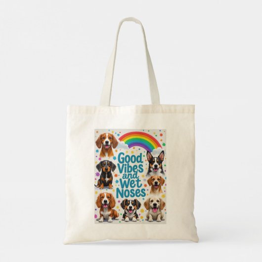 Tote Bag Good Vibes et nez mouillé Jouer des doodles (Dos)