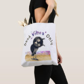 Tote Bag Good Vibes seulement avec Chouette curieuse (De près)