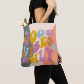 Tote Bag Good Vibes seulement Citation Retro 60s Hippie Des (De près)
